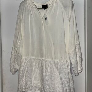 Lumiere White Bishop Sleeve Tunic Dress